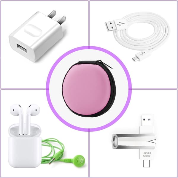 2 stk øretelefon oppbevaringspose-8*8*3 rosa