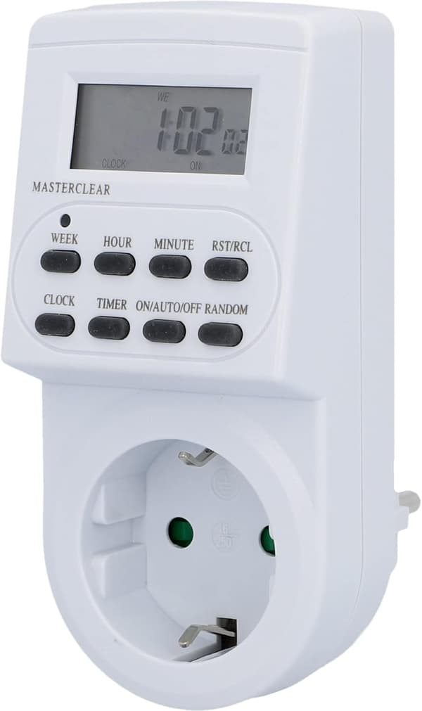 Ugentlig Timer Digital | til indendørs brug | Dag- og ugeprogrammering | LCD-display | Hvid