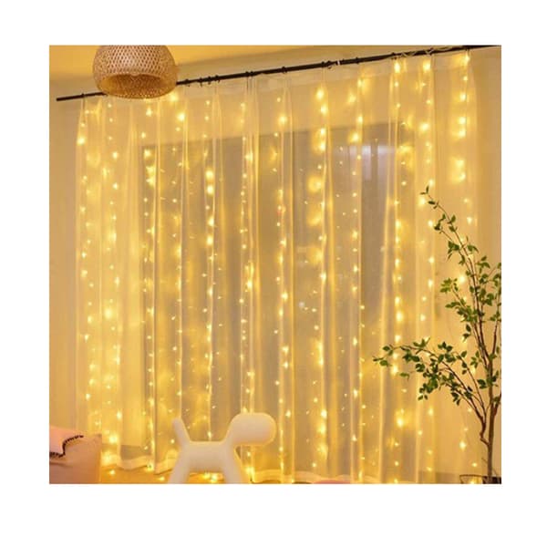 Lämmin valkoinen 3x2m-koukulla-LED-valosarja
