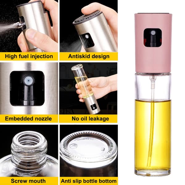 Sprayflaske i rustfritt stål, trykktype - 100 ml - plast rosa