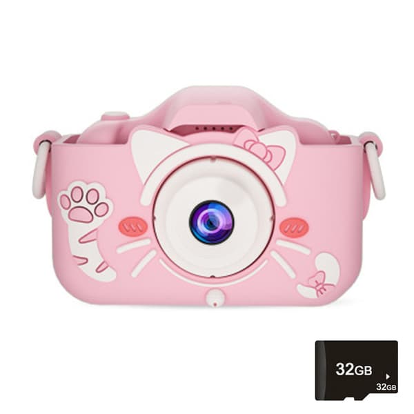 Barnkamera-Rosa Katt+32G