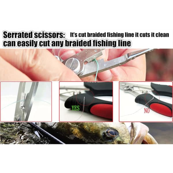 Multifunksjonell fisketang for agn, agnåpner, ringkrokfjerner, blå
