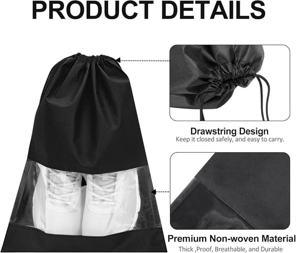 12 st tomma non-woven tofflor transparenta dragskoväskor