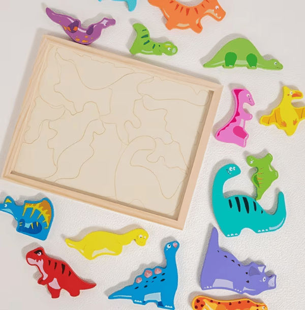 3D-puupalapeli lapsille - eläimet, valtameri, dinosaurukset, maatila, kuljetus - puiset lelut ja opetusvälineet Dinosaurs