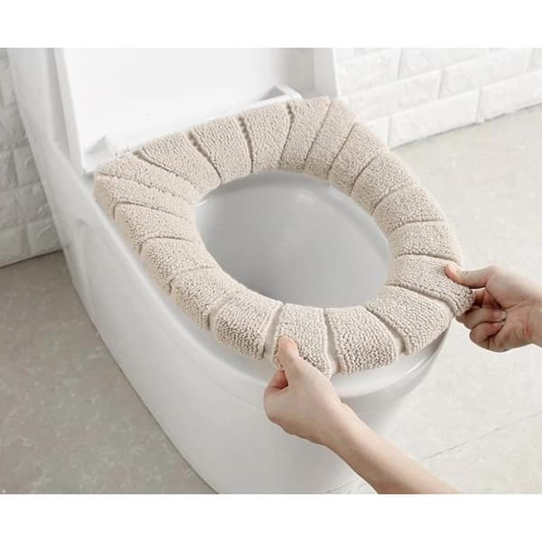 Beige-vinter gresskarformet plysj toalettsete