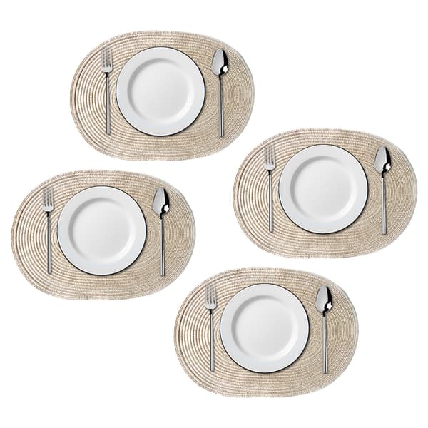 4 ovale bomullsdekebrikker - oval bomull 50*35cm melkekaffe