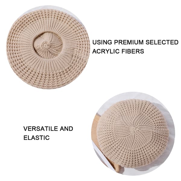 Värikäs neulottu baretti - vaaleanpunainen - M (56-58cm)