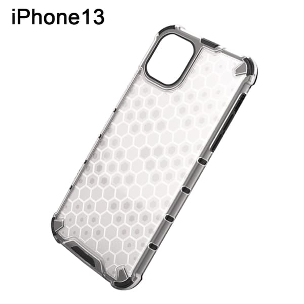 Honeycomb Apple-telefonfodral-iPhone13-genomskinlig vit