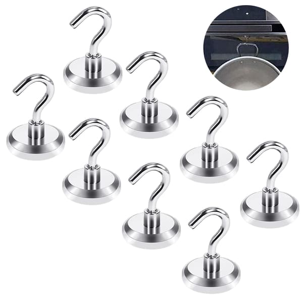 8 st KNE25 (maximal dragkraft 25 kg) magnetisk krok - silver