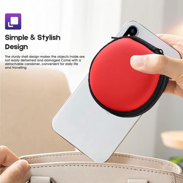 2 stk øretelefon oppbevaringspose-8*8*3 rød
