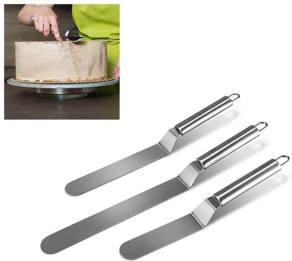Kake spatel i rustfritt stål - Buet 6+8+10 tommer + papirbokssett