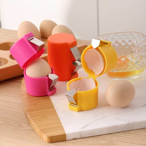 Eggeåpner, 2025 ny modell rå eggeknuser, håndholdt multifunksjonell eggkutter/eggeknuser/separator (oransje)