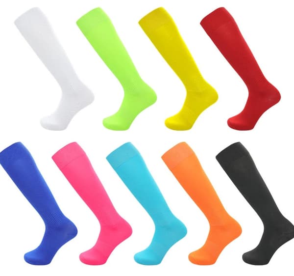 Tynde ensfarvede fodboldstrømper til voksne til efterår og vinter, svedabsorberende og åndbare hvide lange strømper til mænd white M (suitable for shoe size 34-38)
