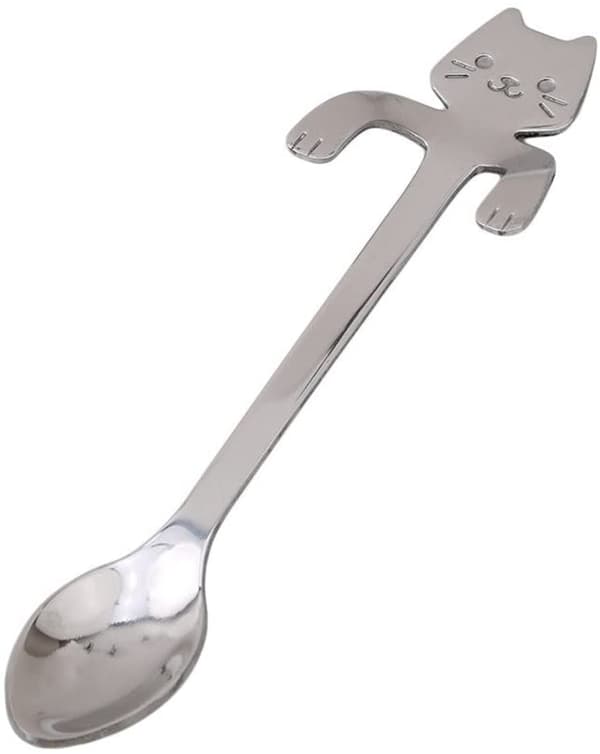 4st-Kaffe sked med katt handtag-Silver