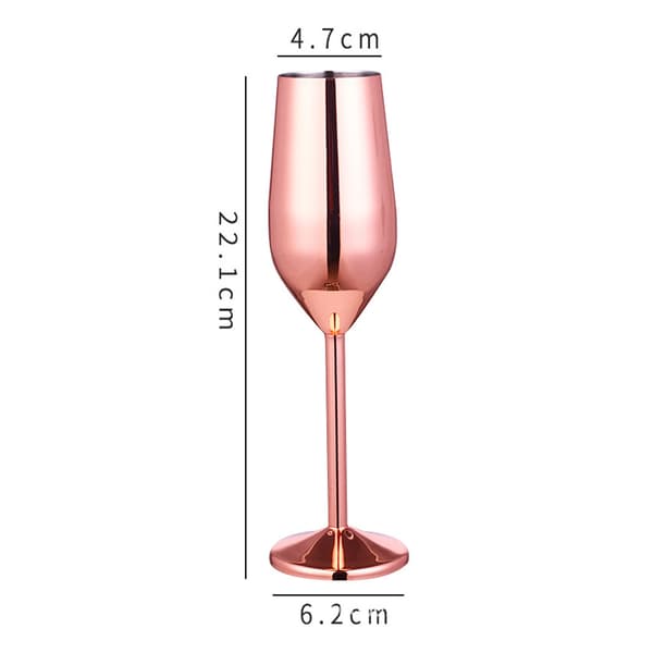 2 stk. vinglass i rustfritt stål - champagneglass 220 ml [rose gull]