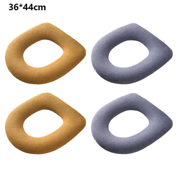 4 stk O-formet strikket toalettsete - flat blå*2+flat gul*2