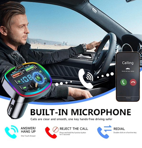 Bluetooth bil FM-sender, Bluetooth 5.0 biltilbehør, håndfri bil Bluetooth, Bluetooth bilmusikkadapter (1 stk)
