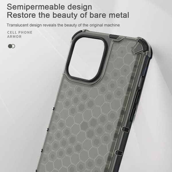 Honeycomb Apple-telefonfodral-iPhone13-genomskinlig grå