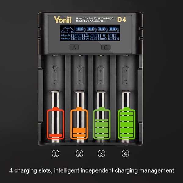 18650 oplader 4 slots