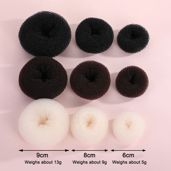 3-delt sæt (sort + hvid + kaffe) donut hårkrøller - 13g