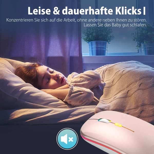 Trådløs Bluetooth dual-mode mus med lading, lydløs og lysende - dual-mode Bluetooth lysende - rosegull