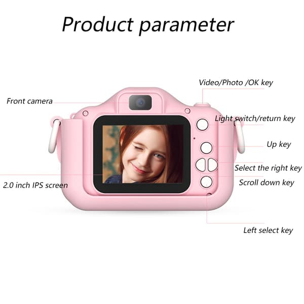 Lasten kamera - vaaleanpunainen kissa + 32G