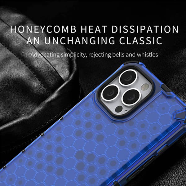Honeycomb Apple-telefonfodral-iPhone13-genomskinlig blå