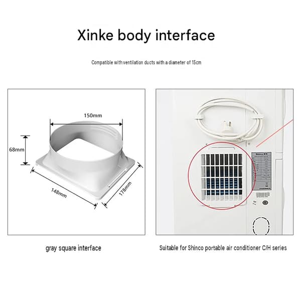 Bærbar aircondition dele producent engros udstødningsrør, 15 cm interface egnet til Shinco enhedskrop