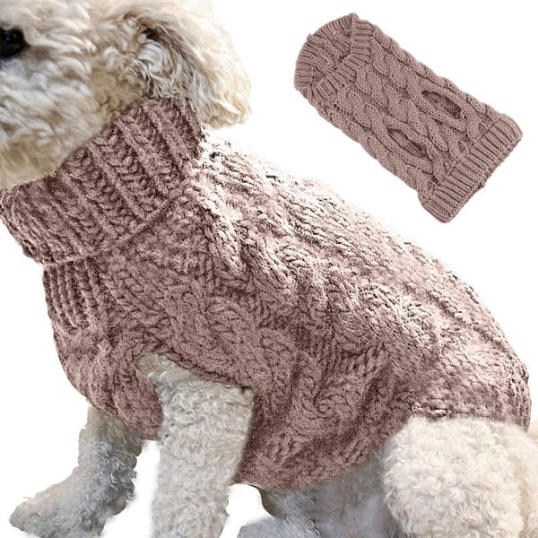 Ensfarget vridd hundegenser - Khaki L