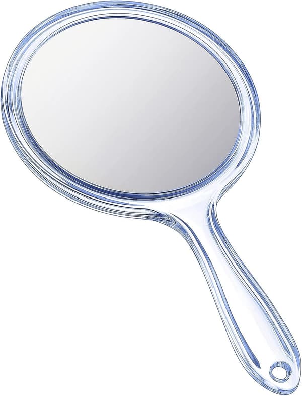 Håndtag dobbeltsidet makeup spejl blå