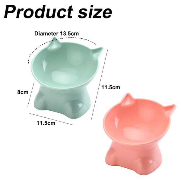 2 st högbent kattskål - rosa + grön