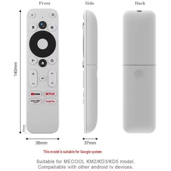 Bluetooth stemmefjernkontroll kompatibel med Google/Onn Android TV-bokser A