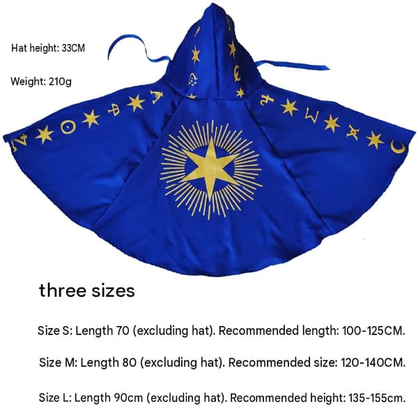 Halloween-kostume til piger: Troldmands-/heksekappe – Perfekt til børnehavefester og cosplay M