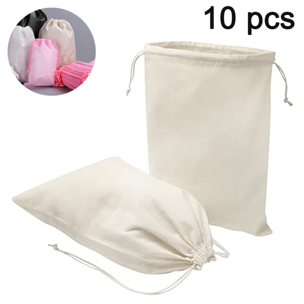 10 stk snøreskpose oppbevaringspose - beige 30*40cm