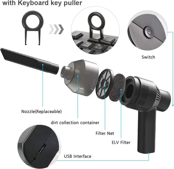 USB-dammsugare (USB-dammsugare 4W svart)
