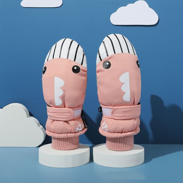 Trykte plys varme handsker-Pink