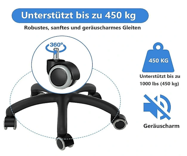Erstatningshjul for kontorstoler med harde gulv - egnet for gamingstoler, svingstoler, etc.