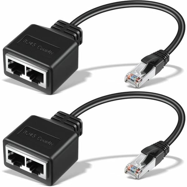 2 stk kabeladapter-RJ45 en til to firkantet hode