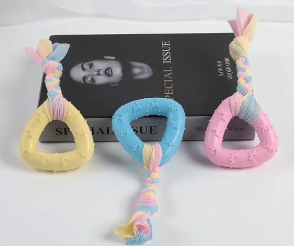 Hundleksak - Phoesky - Interaktiv - Benformad - Tandrengöring - TPR + Bomullsrep - 18x7 cm