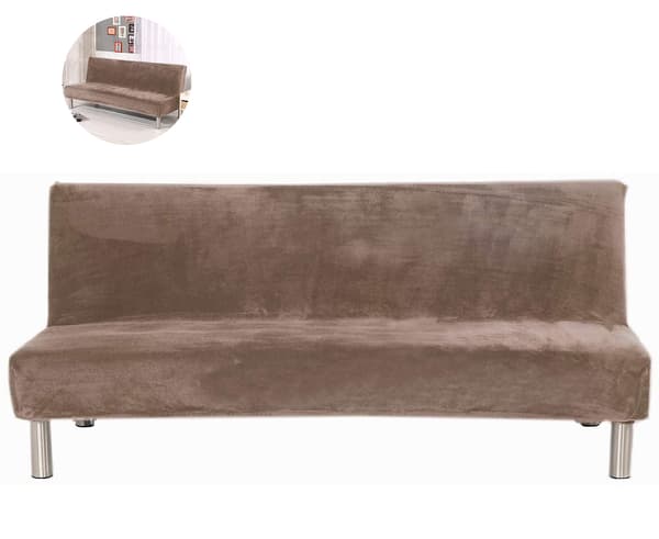 Sofatrekk-Plysj Kamel Sovesofa Queen Size (L)