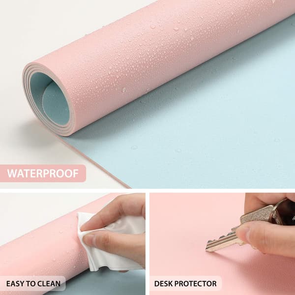 Musematte i plast - 60*30 cm dobbeltsidig rosa+himmelblå