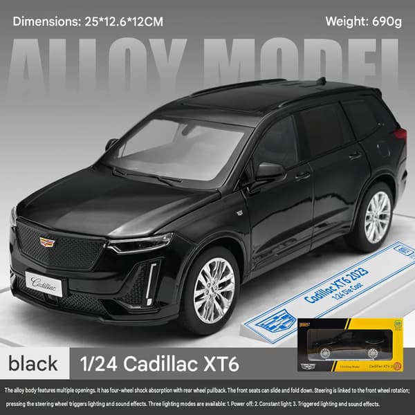 1:24 Cadillac XT6 Legeringsbilmodell med Pull-back Ljud- och Ljuseffekter - Bilhandlargåva