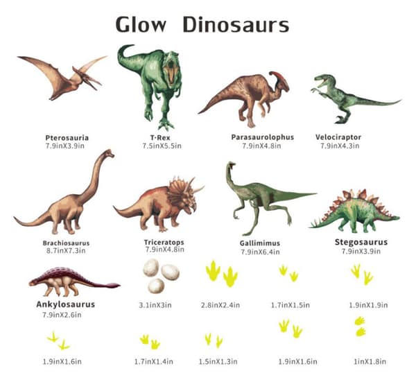 Selvlysende dinosaur-veggklistremerke