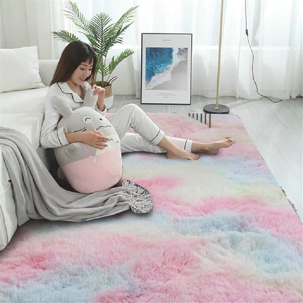 Sengekantstæppe - Tie Dye Regnbue - 80 cm bred x 160 cm lang