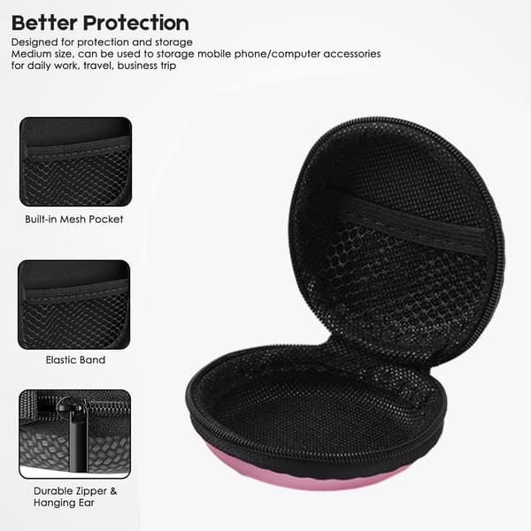 2 stk øretelefon oppbevaringspose-8*8*3 rosa