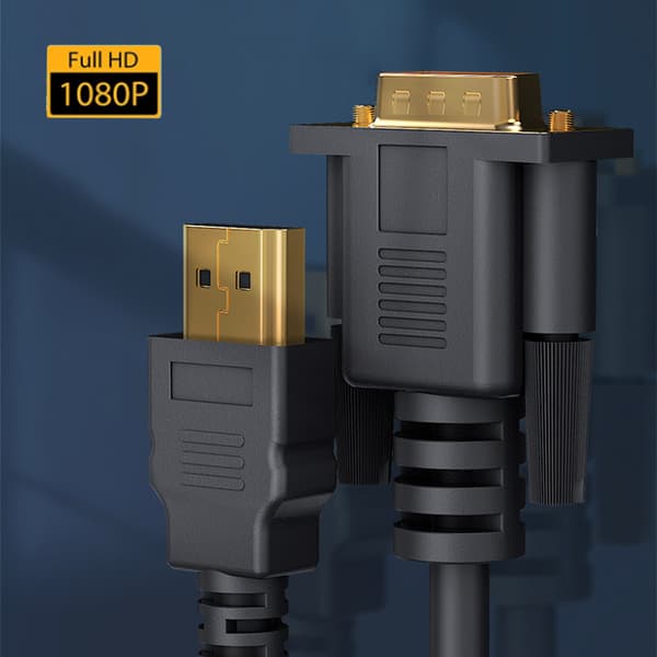 HDMI til VGA kabeladapter, 1,8 meter, sort.