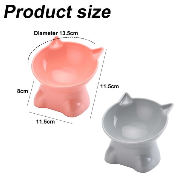 2-pack högfotad kattskål - blågrå + rosa