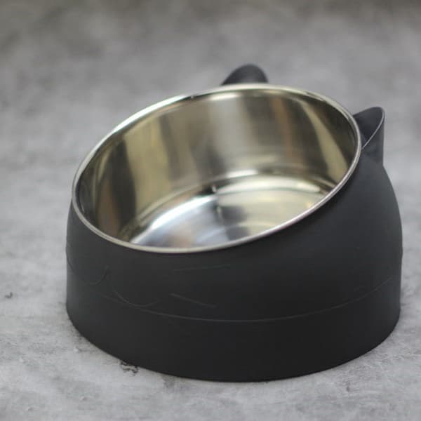 Beskyt halshvirvelskål til katte - sort medium [kapacitet 400ML]