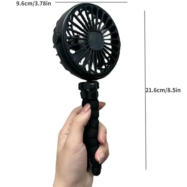 Fleksibel Klapvognsventilator - Genopladelig Bærbar Ventilator med Batteri Sort sort black