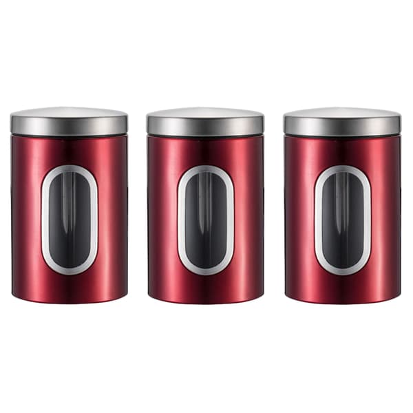 Kök förseglad burk med synligt fönster - Röd Medium Set (3-pack)